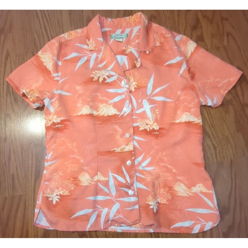 TOMMY BAHAMA Women's Button Collared Tropical Aloha Shirt Size Small SILK